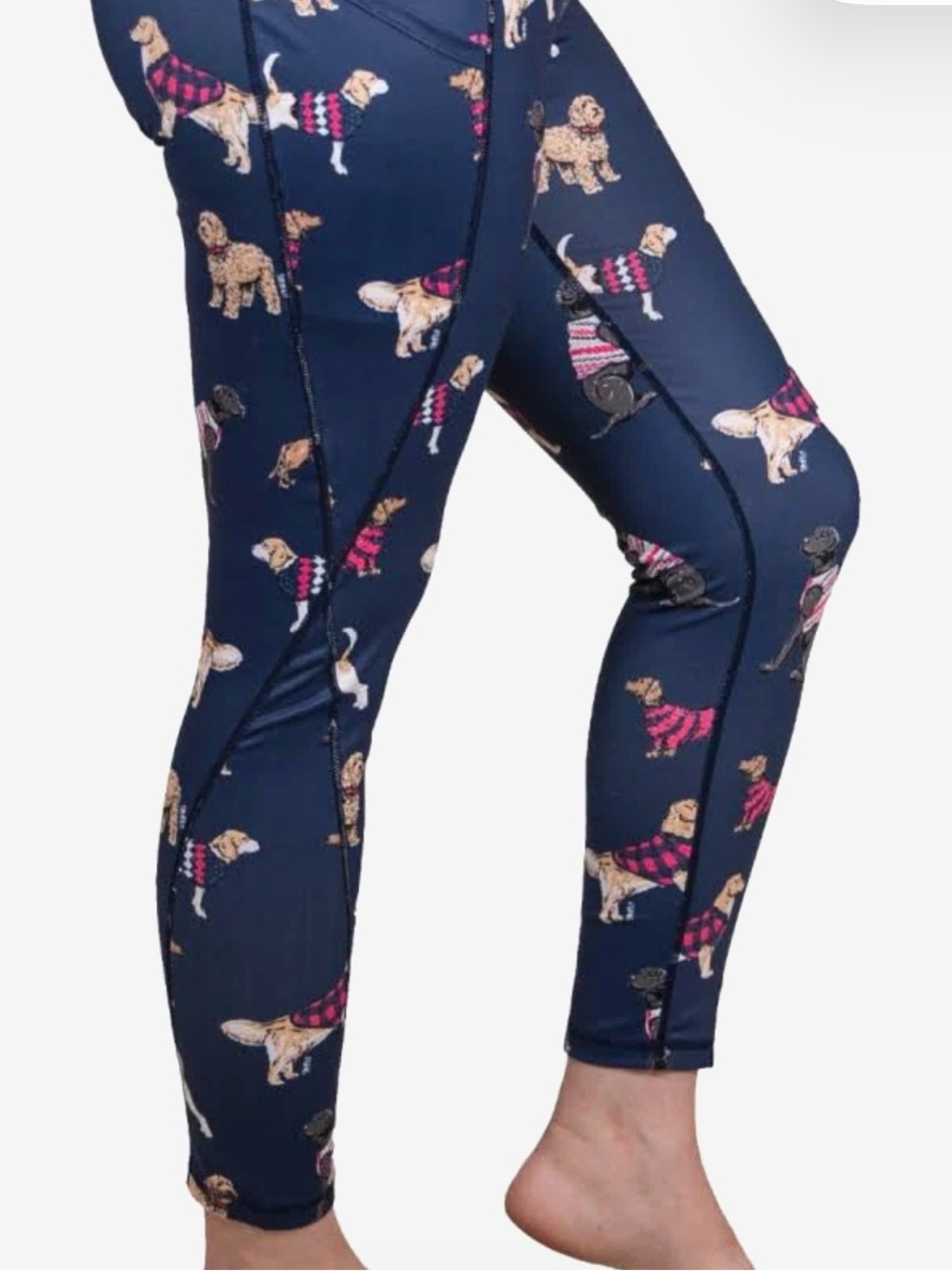 NWT Simply Southern Navy Leggings with Pink & Cream Dog Print